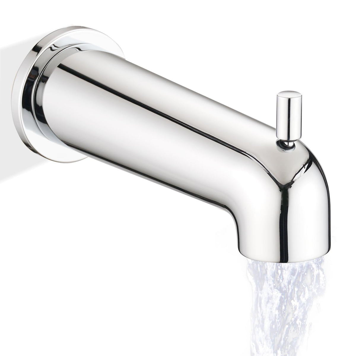 YASINU 7-Inch slip-on tub spout with diverter in chrome improves water control for bathtubs.