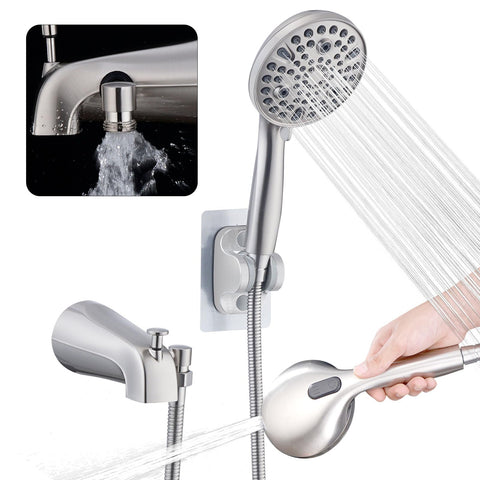 YASINU all metal bathtub faucet with 10 settings for versatile showers.