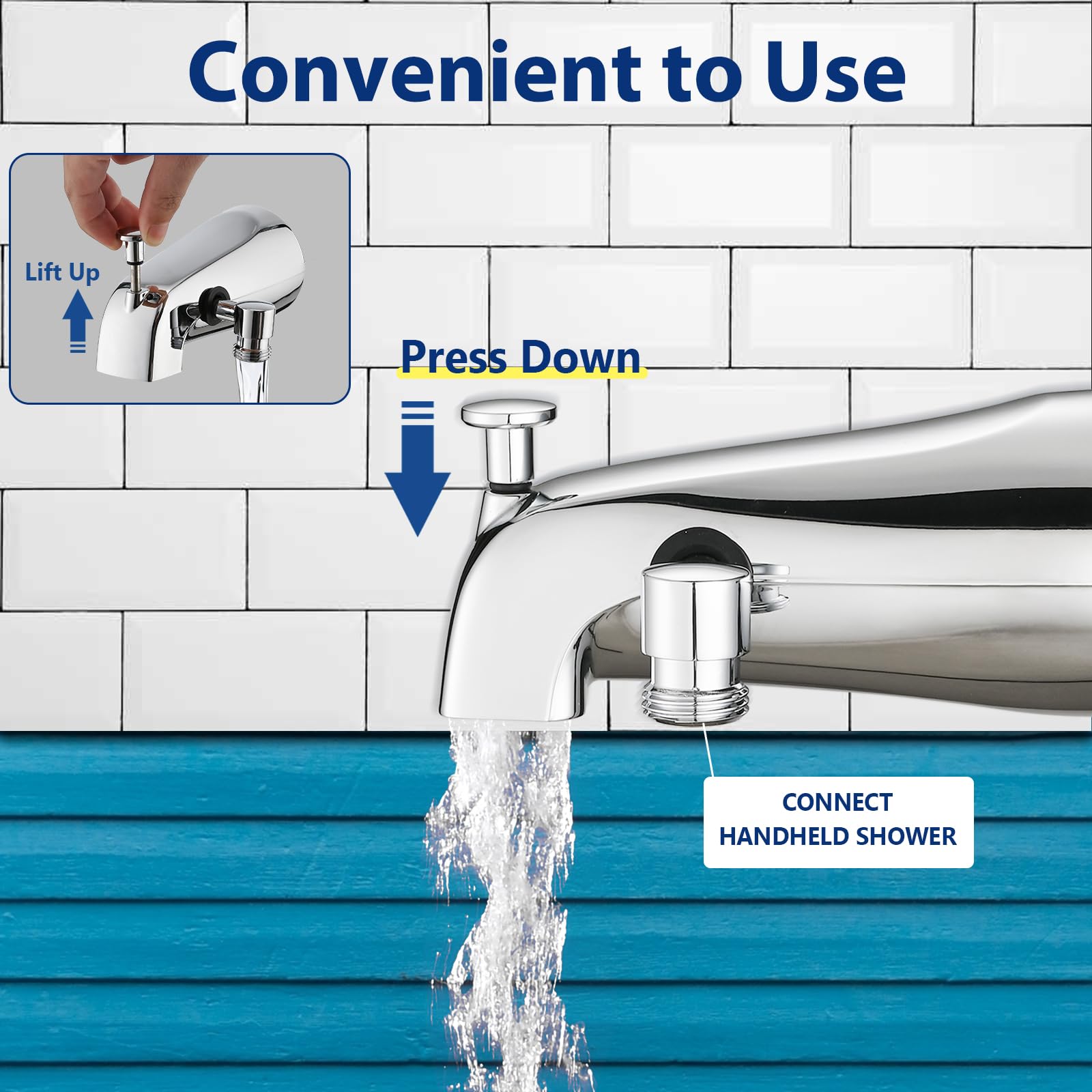 YASINU bathtub spout with adapter kit for quick setup