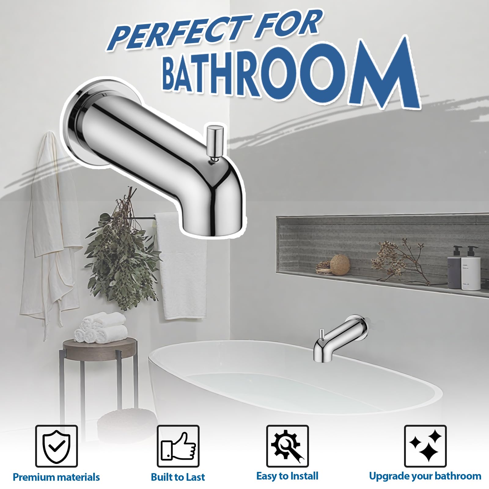 YASINU chrome diverter spout compatible with Moen models 3839 and 3853.