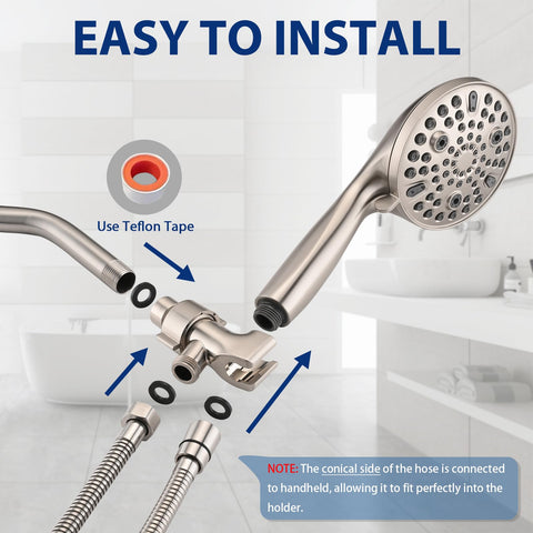 YASINU included teflon tape and rubber washers for leak-free install