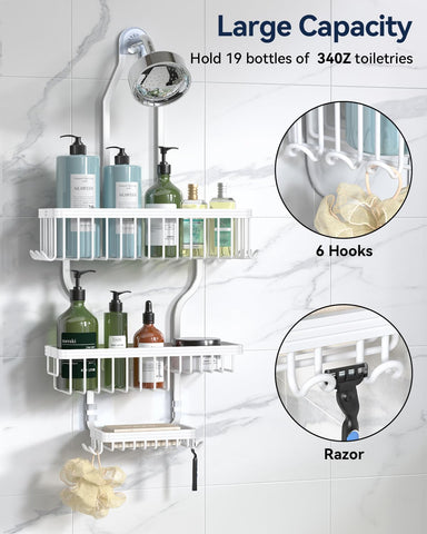 YASONIC 3-tier baskets organize shampoo and body wash efficiently
