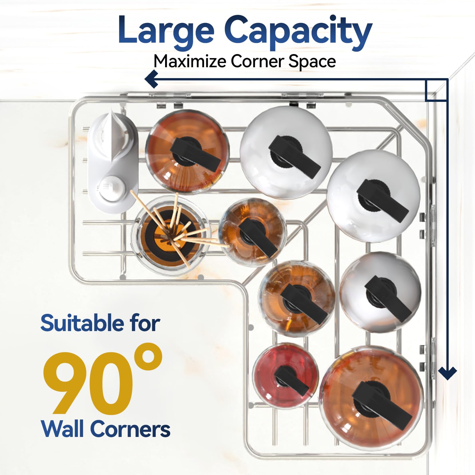 YASONIC four-hooks add versatile storage for towels, loofahs, and razors.