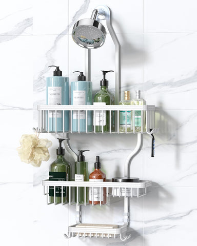 YASONIC shower caddy over head setup keeps bottles organized and within reach