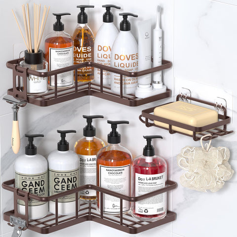 YASONIC bronze corner shower caddy top view for organized storage.