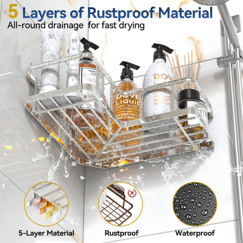 YASONIC stainless-steel shower shelves showcase corrosion resistance and simple maintenance.