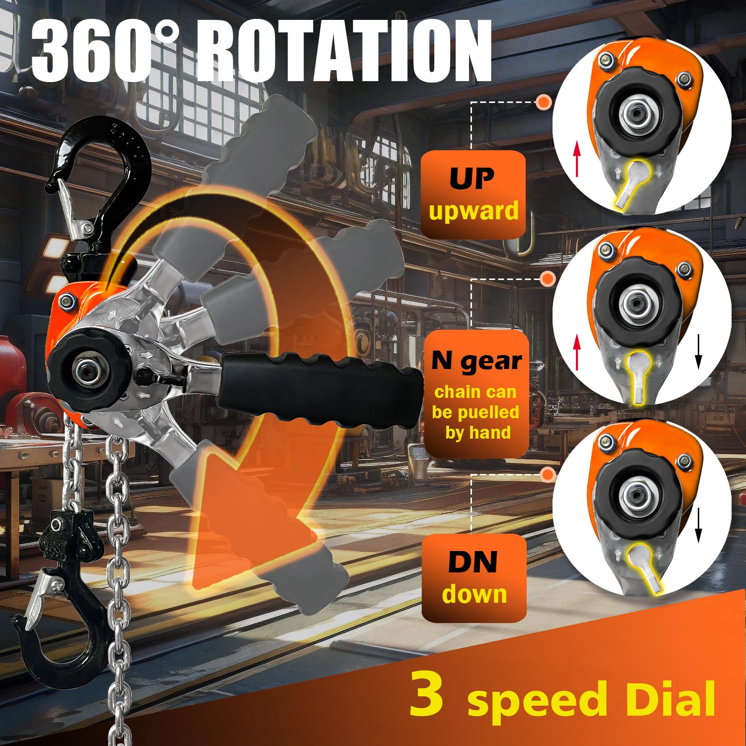 G80 chain and forged hooks highlighted for strong lifting performance