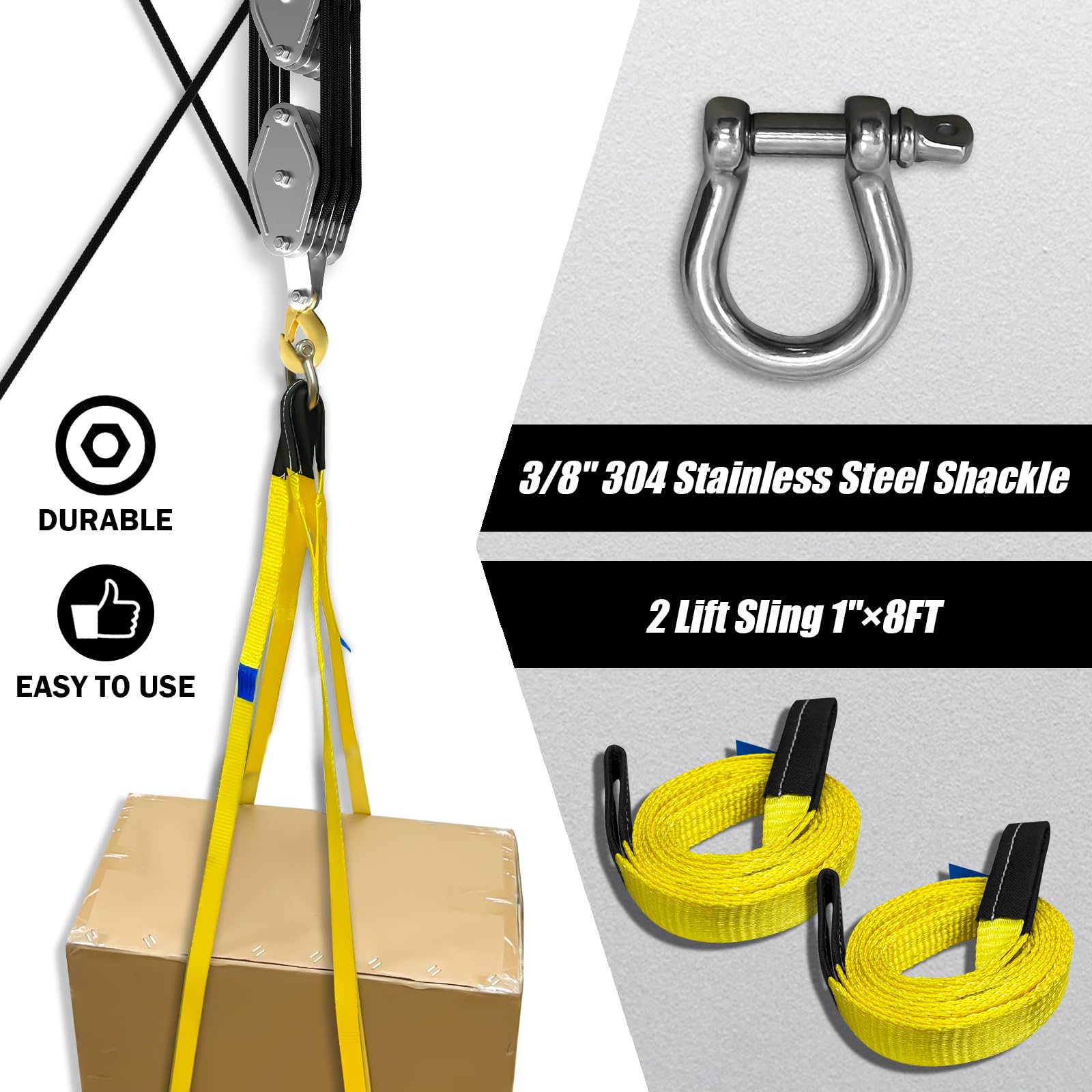 YATOINTO lifting sling 1in × 8ft with flat eye loops