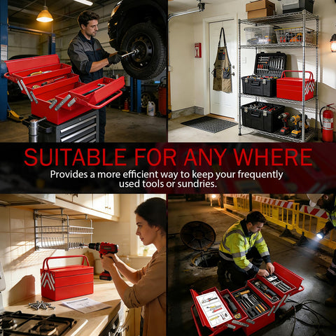 YATOINTO metal cantilever tool box rust-resistant finish protects tools.