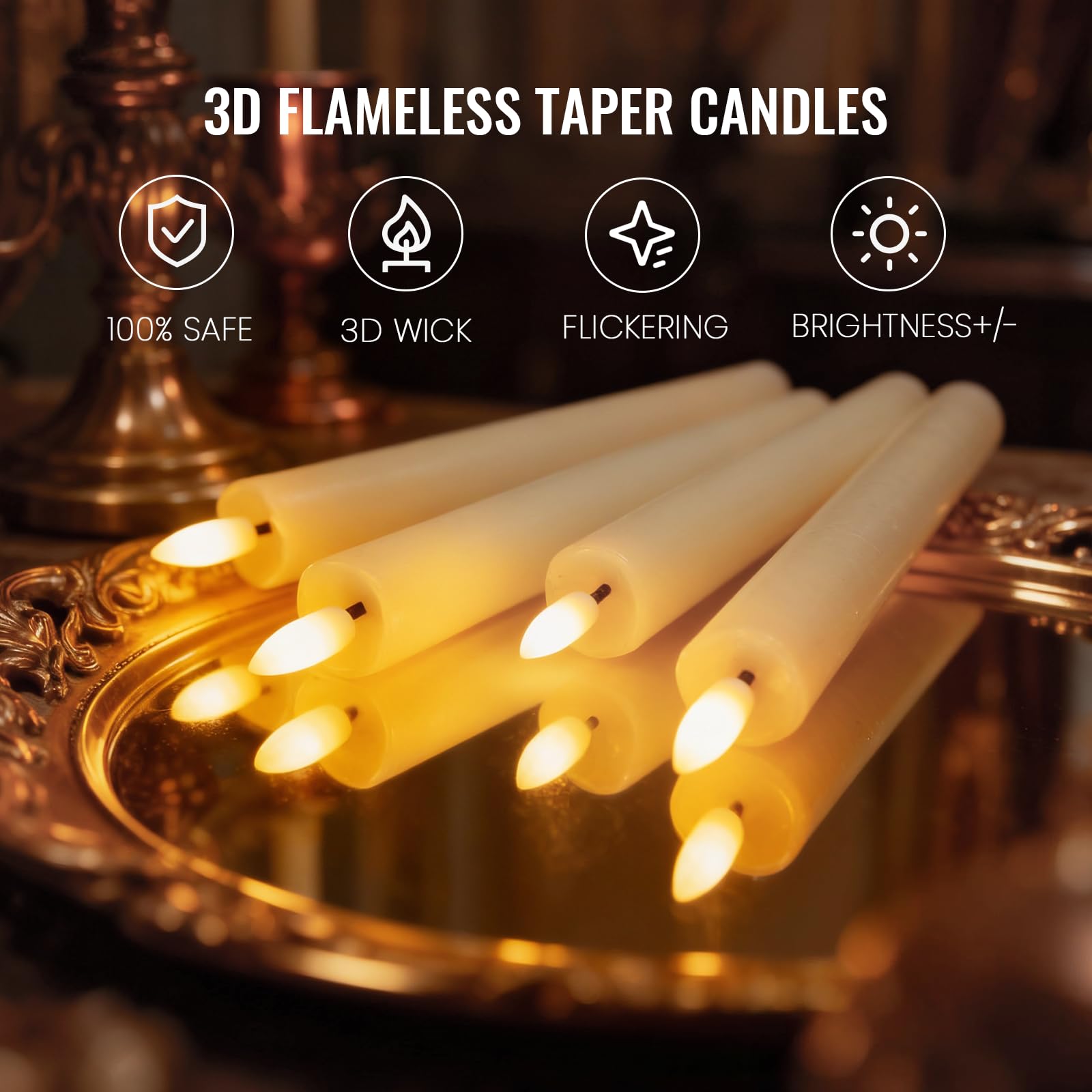 YAUNGEL charging base shown with candles for convenient recharging.