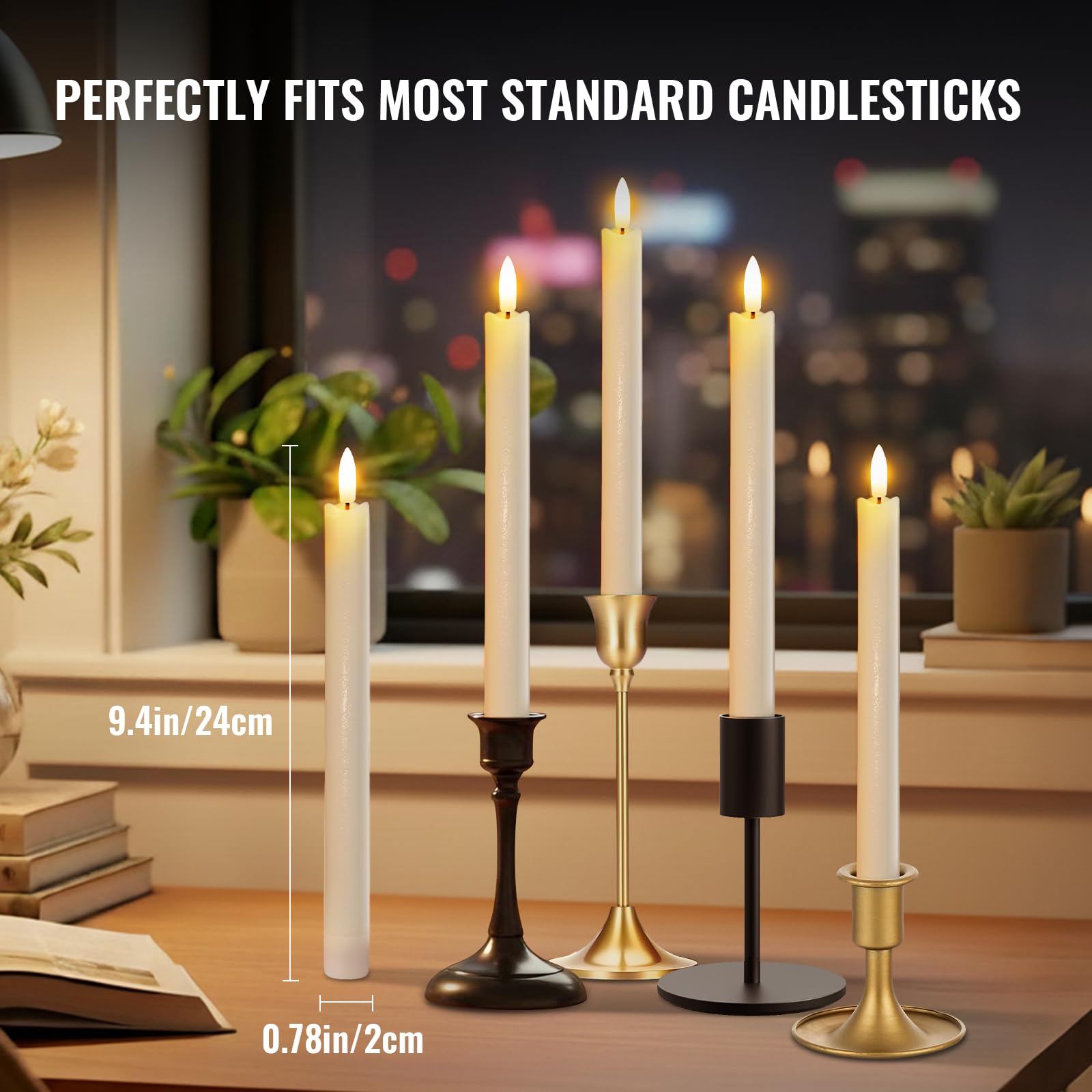 YAUNGEL ivory taper candles ideal for elegant table decor and safe indoor use.