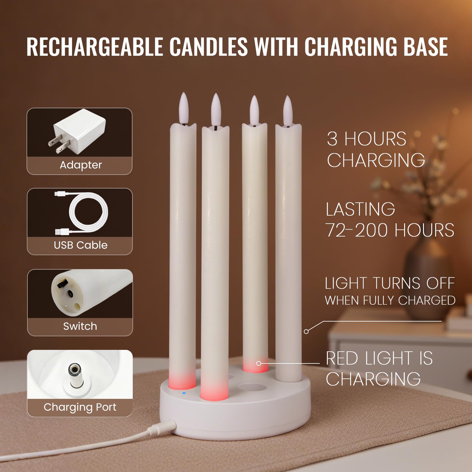 YAUNGEL six-pack LED candles with remote control for effortless mood lighting.