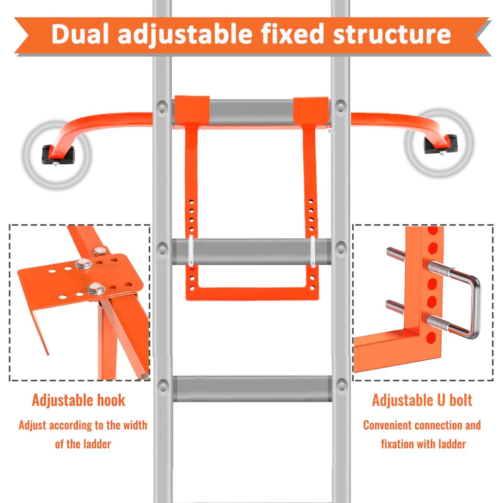 Yayisum wing-span stabilizer extends reach while stabilizing the ladder's top