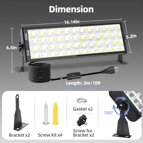 YAYIT 180W shop light adjustable bracket for flexible mounting