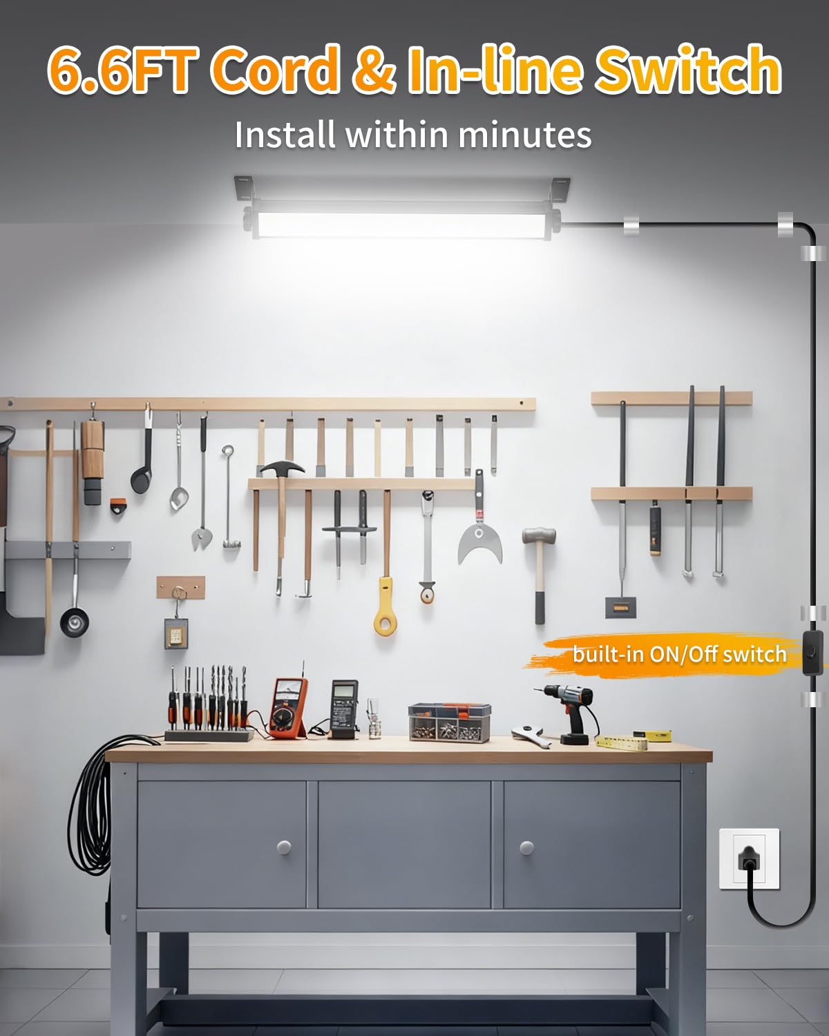 YAYIT 6.6ft cord with in-line switch for easy operation.