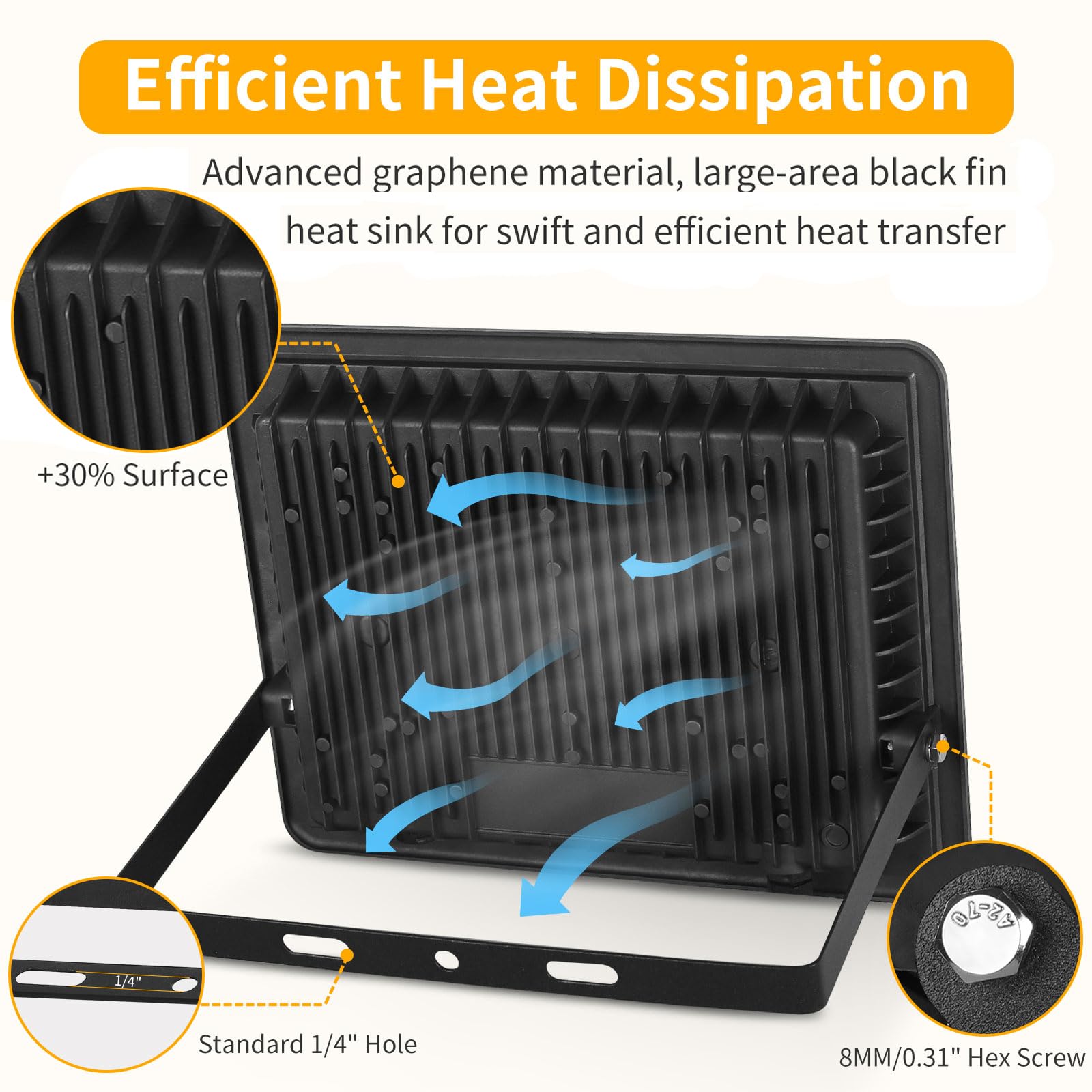 YAYIT Tempered-glass flood light durability for harsh weather.