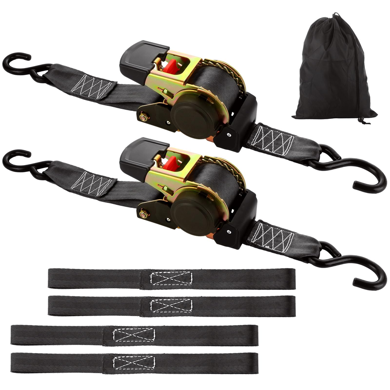 YAYODS 2inch retractable ratchet strap pack with 15ft length for secure cargo