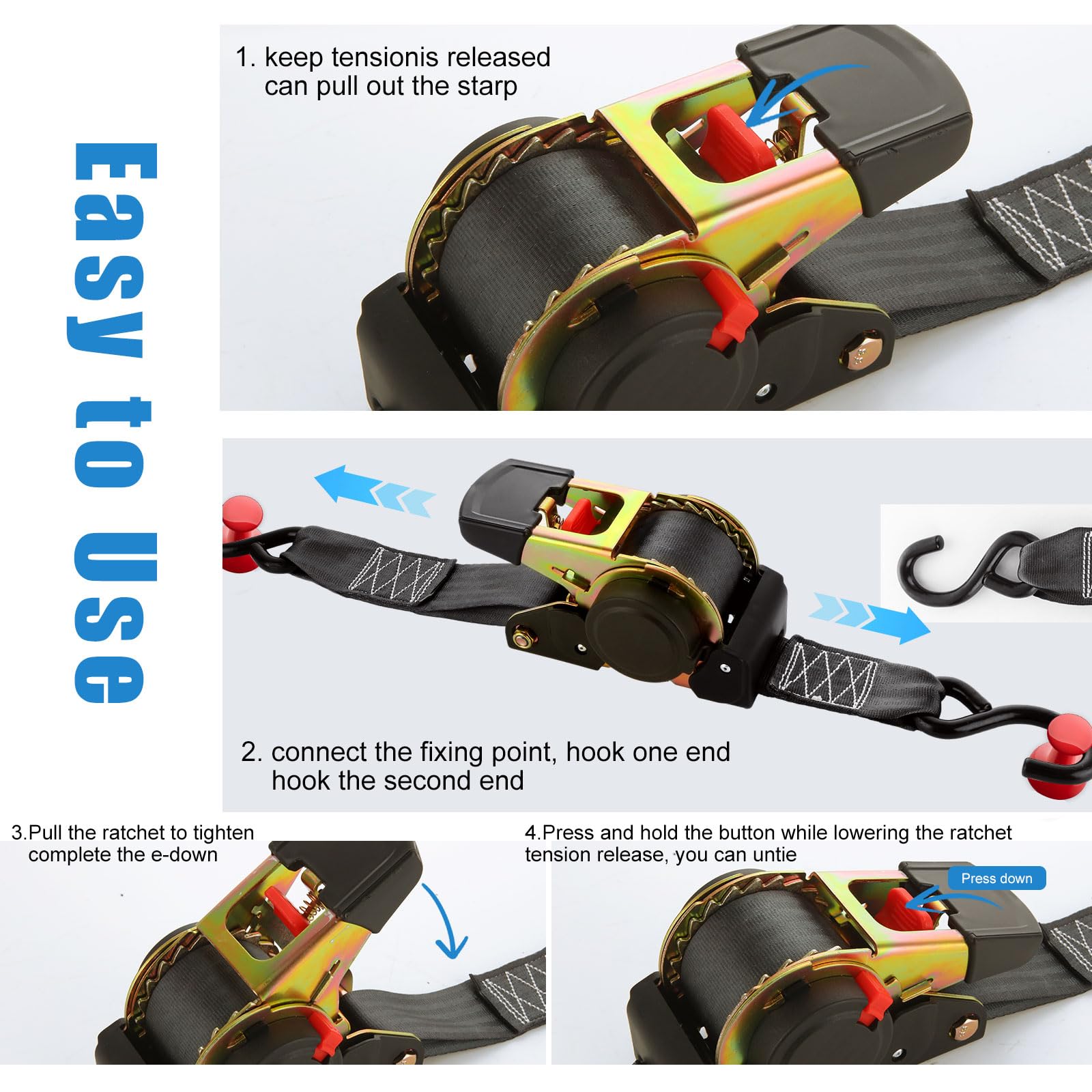 YAYODS 15ft strap securing trailer cargo and ATVs