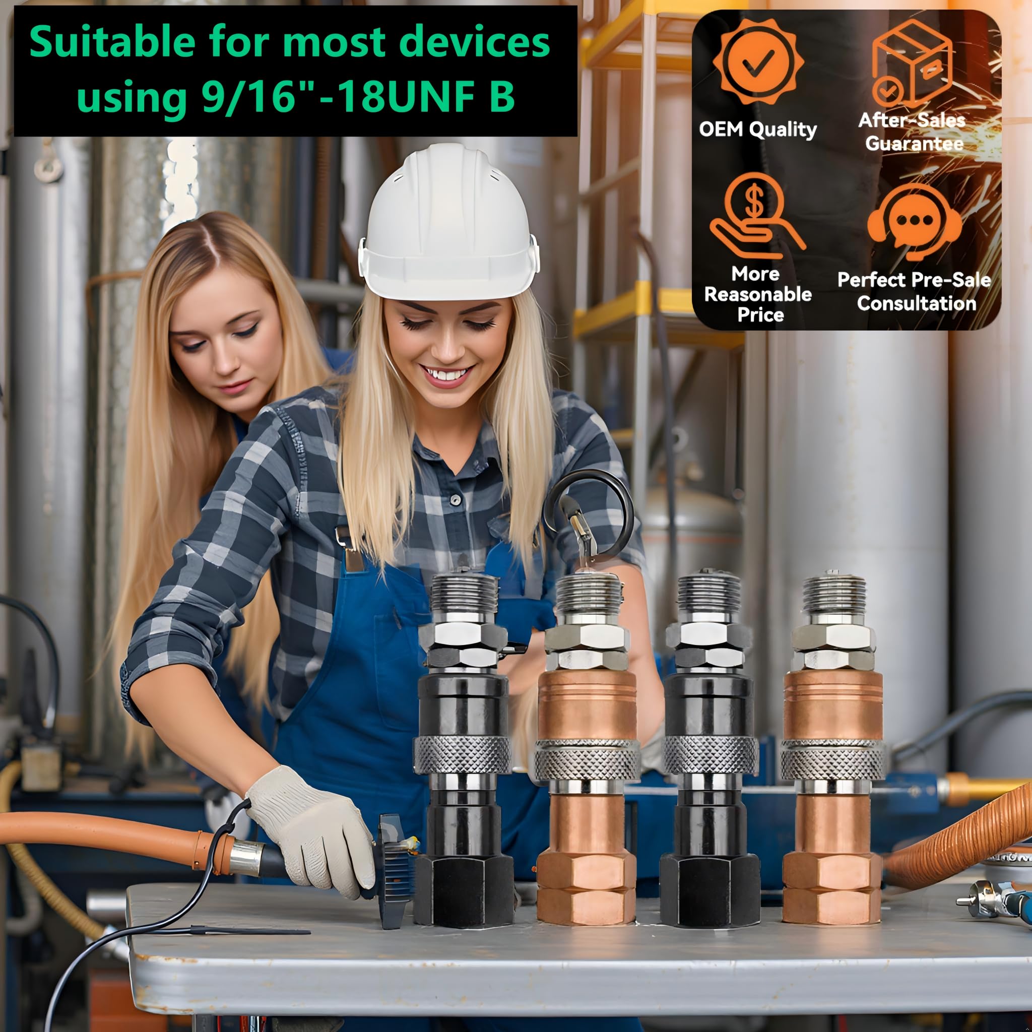 YBMTE fuel quick-connect ensures safe acetylene hose connections in workshop tasks