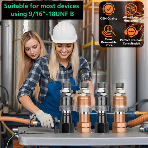 YBMTE fuel quick-connect ensures safe acetylene hose connections in workshop tasks