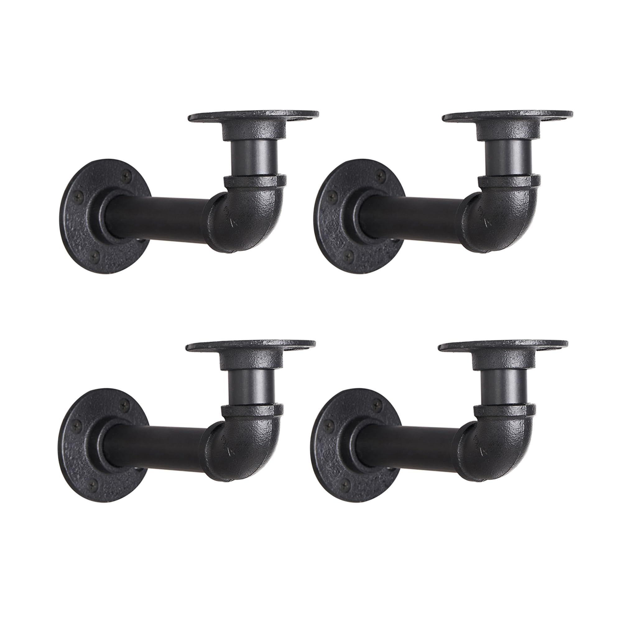 YCCO industrial L pipe brackets in black support sturdy 7-14 inch boards
