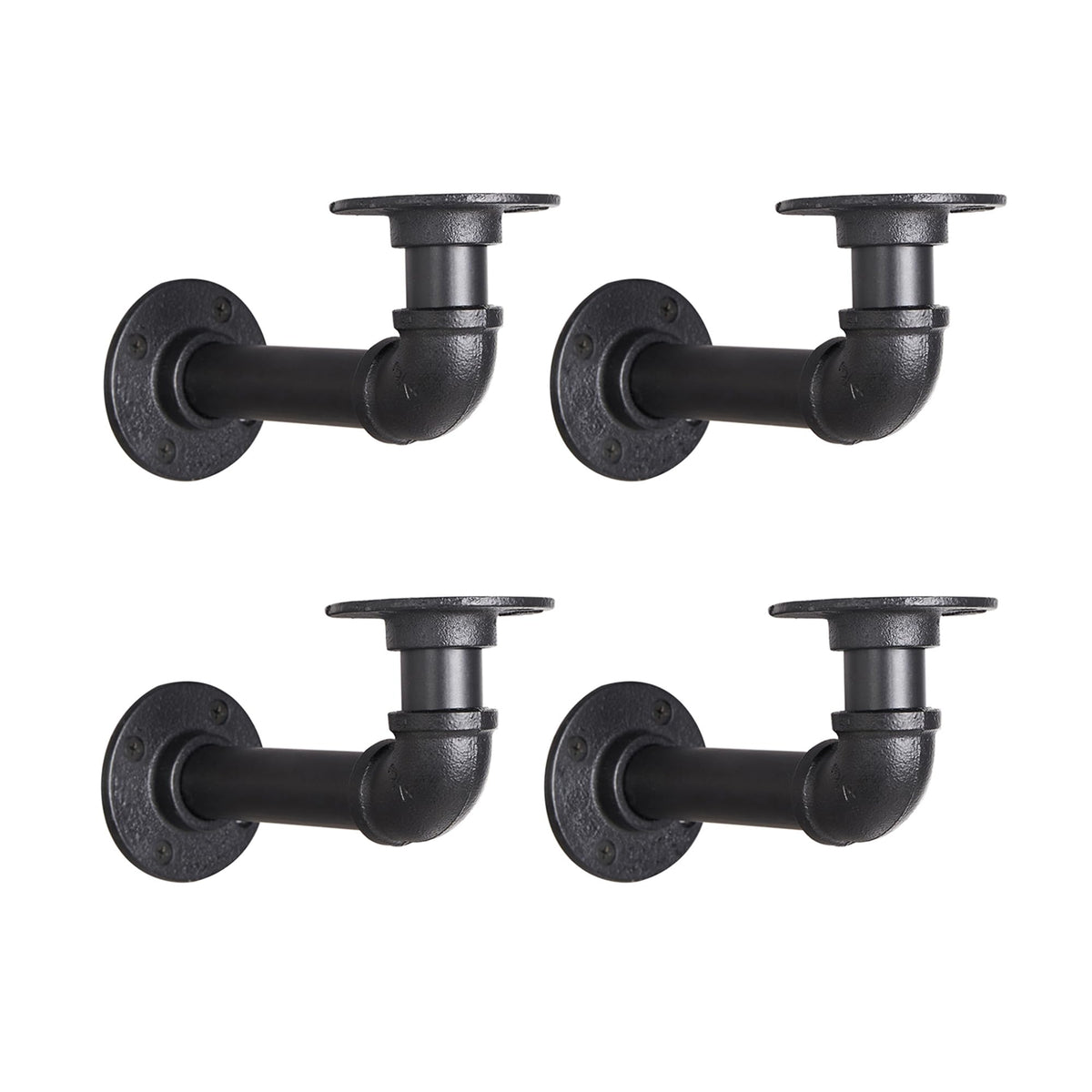 YCCO industrial L pipe brackets in black support sturdy 7-14 inch boards