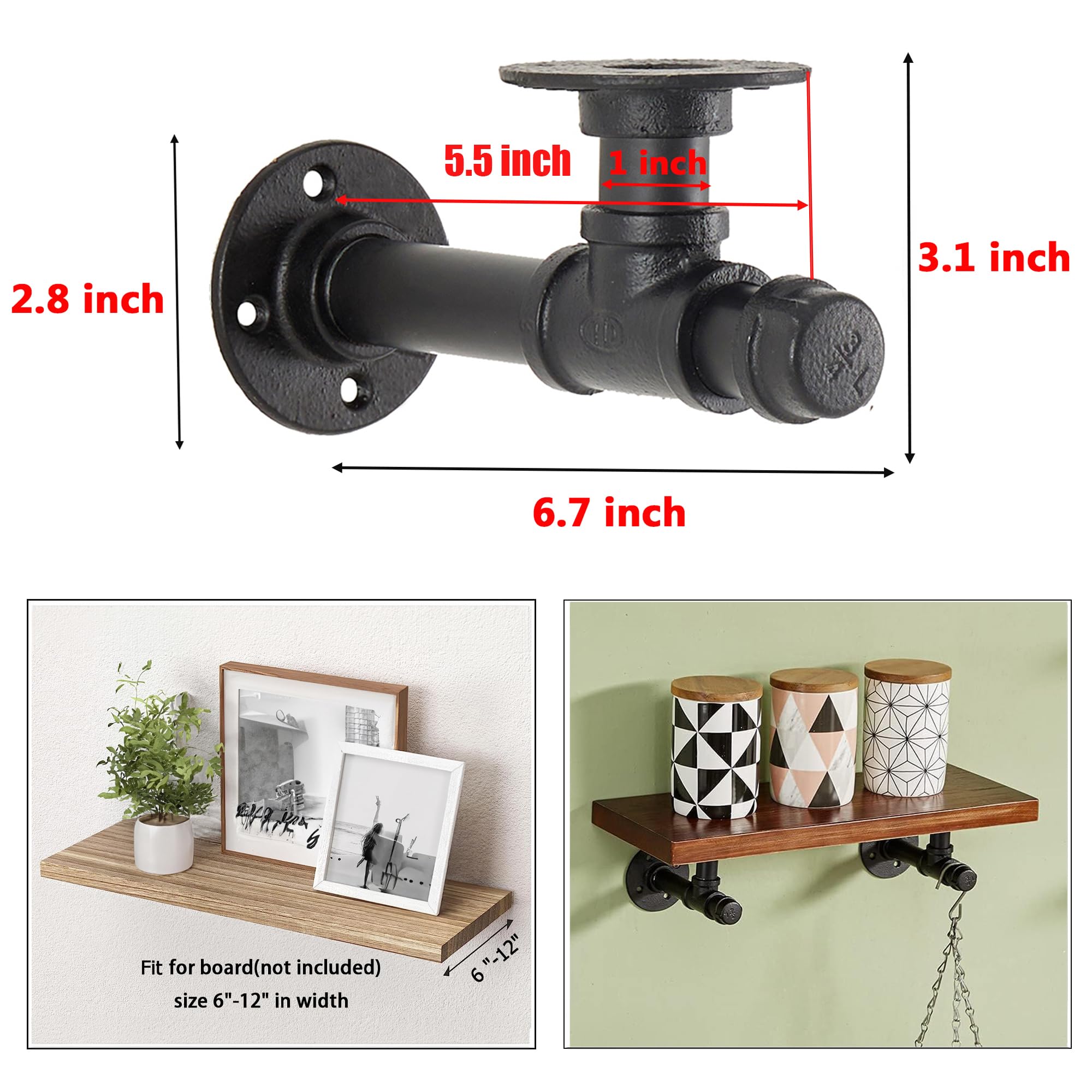 YCCO iron L-pipe shelving bracket used as a clothes rack.