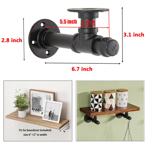 YCCO iron L-pipe shelving bracket used as a clothes rack.