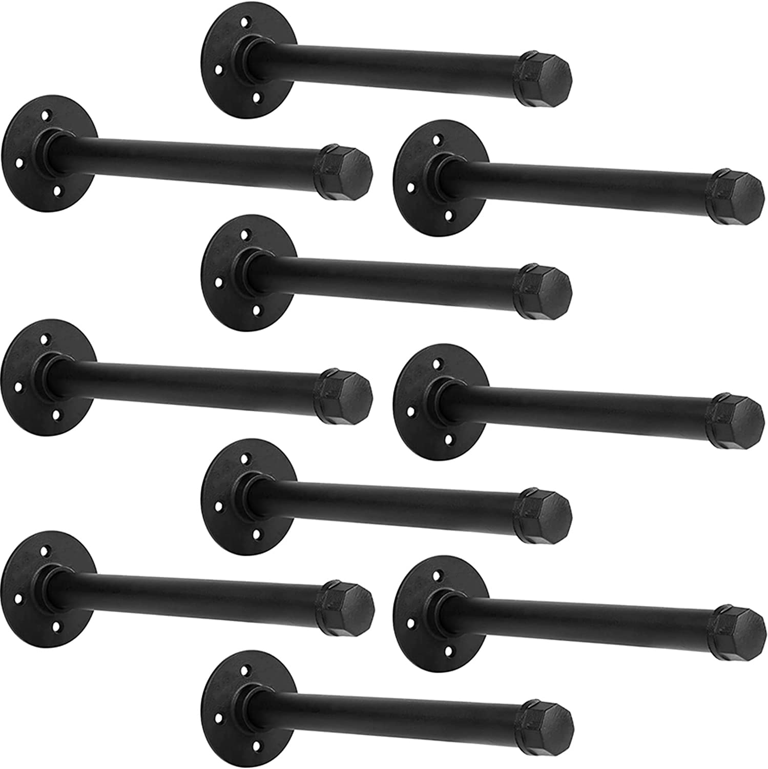 YCCO pipe shelf bracket 12in wall mount provides sturdy industrial support for shelves.
