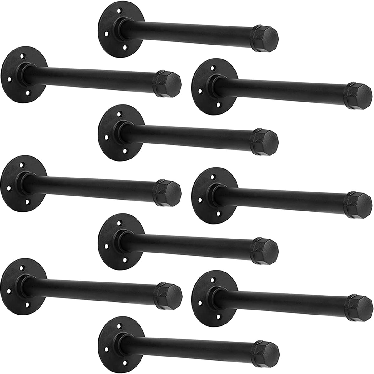 YCCO pipe shelf bracket 12in wall mount provides sturdy industrial support for shelves.