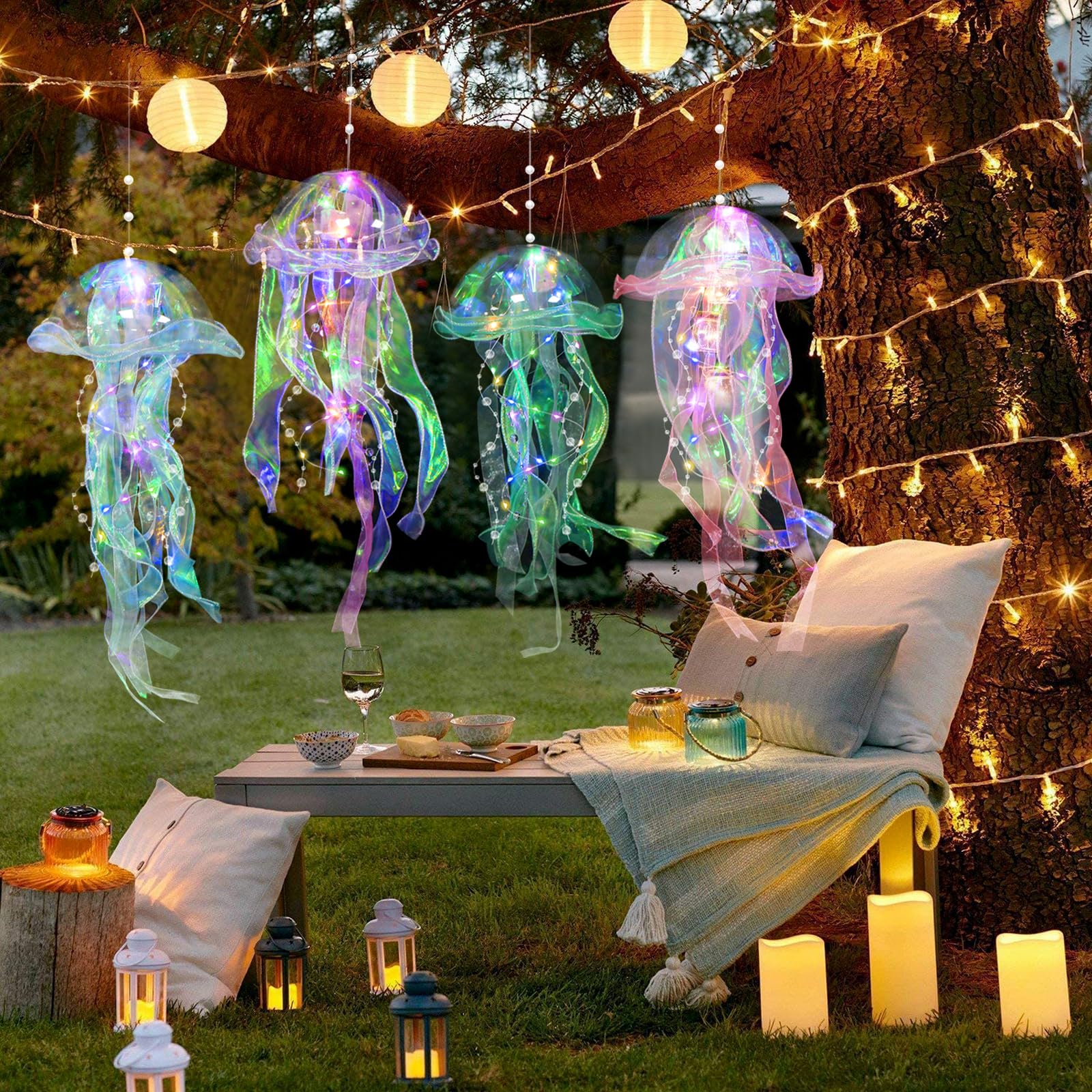 Ycitusi jellyfish lanterns for indoor and outdoor decor, versatile party lighting