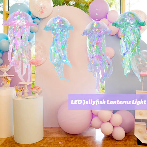 Ycitusi jellyfish lanterns lit at night yield soft magical illumination