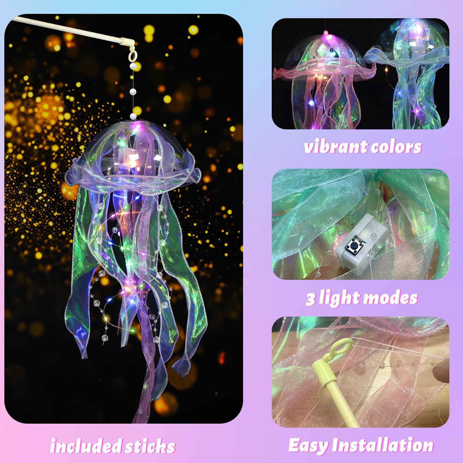 Ycitusi pink jellyfish lanterns enhance garden or classroom celebrations