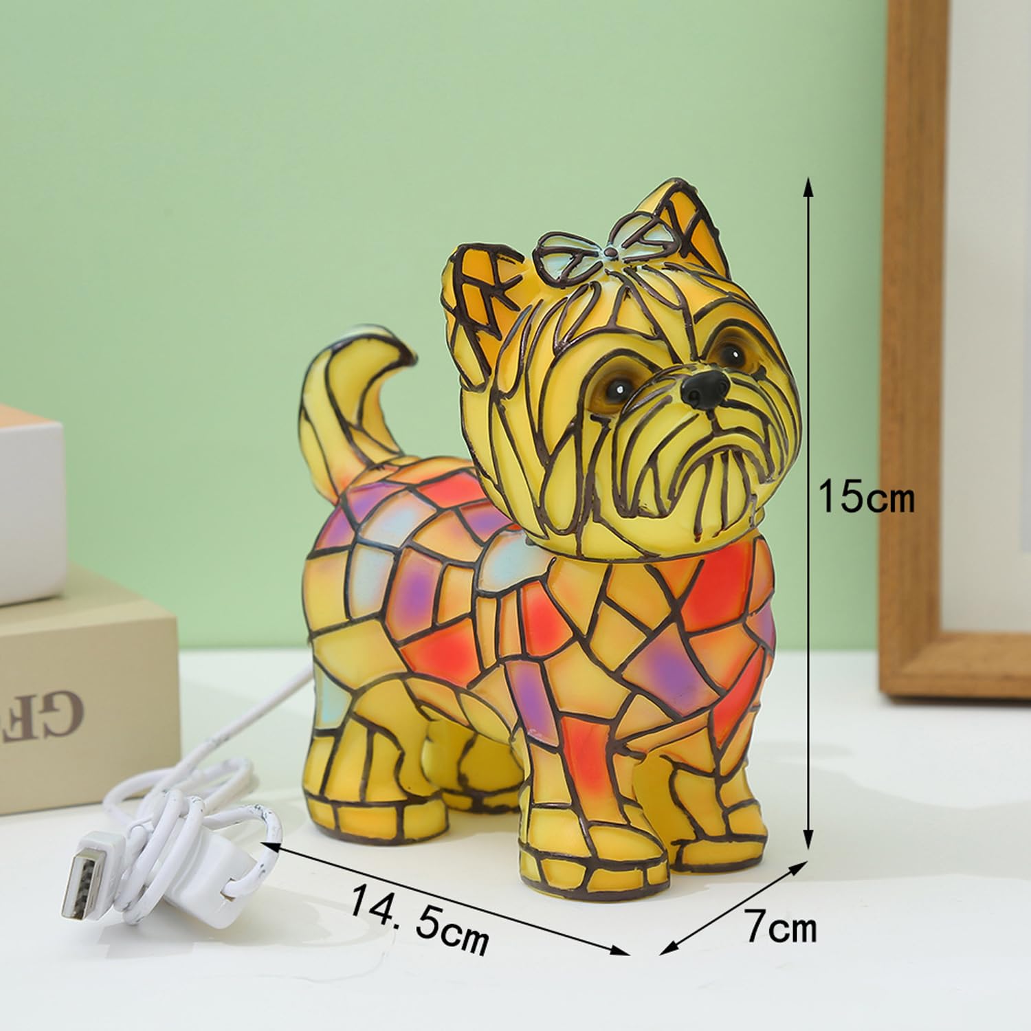 Yckeogln stained-glass dog decor brightens living spaces and rooms