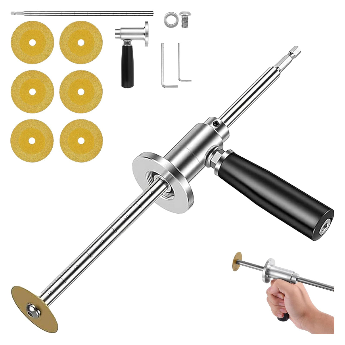 YCKJDYR 7-inch inside-cutting tool with diamond wheels for precise PVC/ABS pipe cuts.