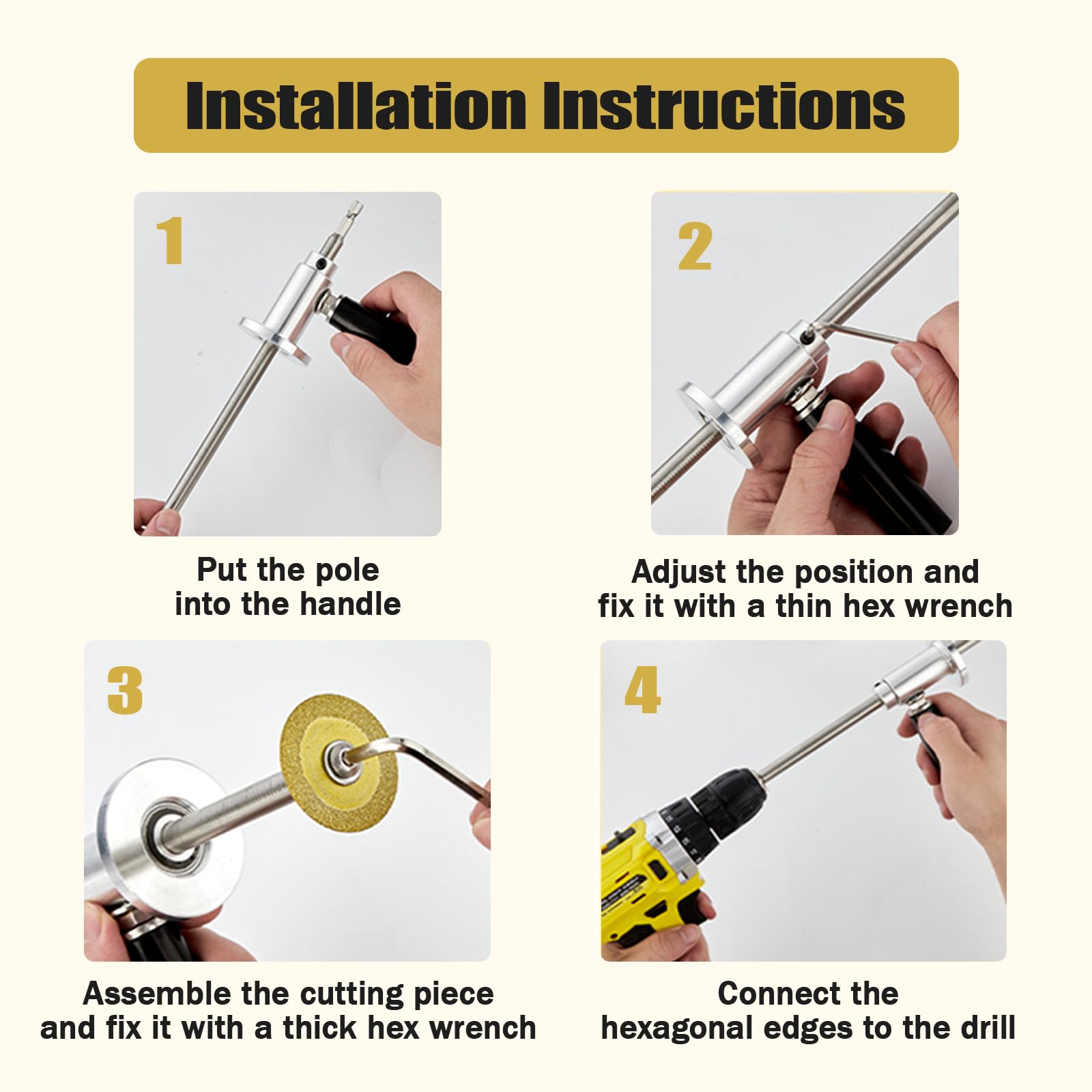 YCKJDYR hex shank quick-change system enables fast blade swaps.