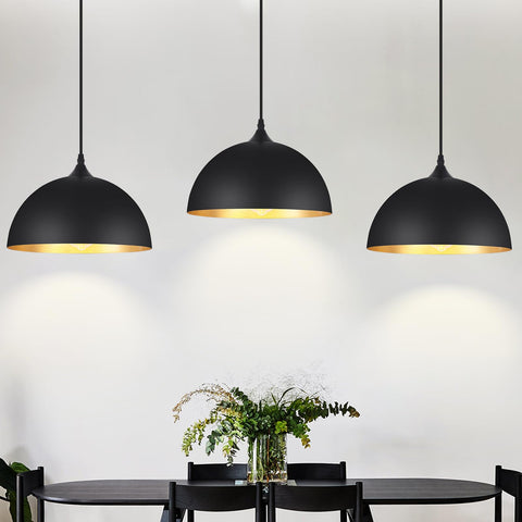 YCZHCC 3-pack black pendant lights over island offer warm golden ambience