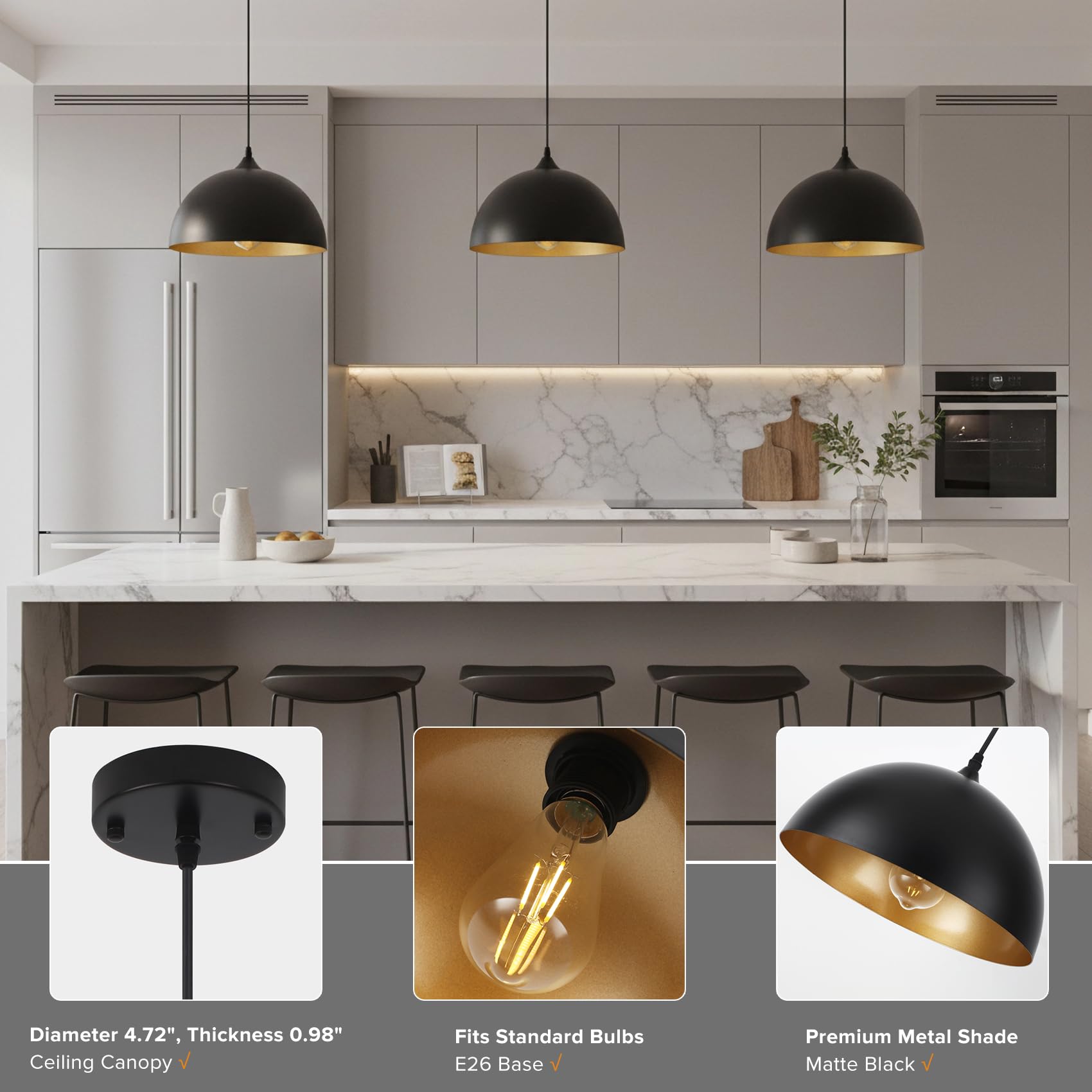 YCZHCC E26 dimmable kitchen pendant light supports LED bulbs