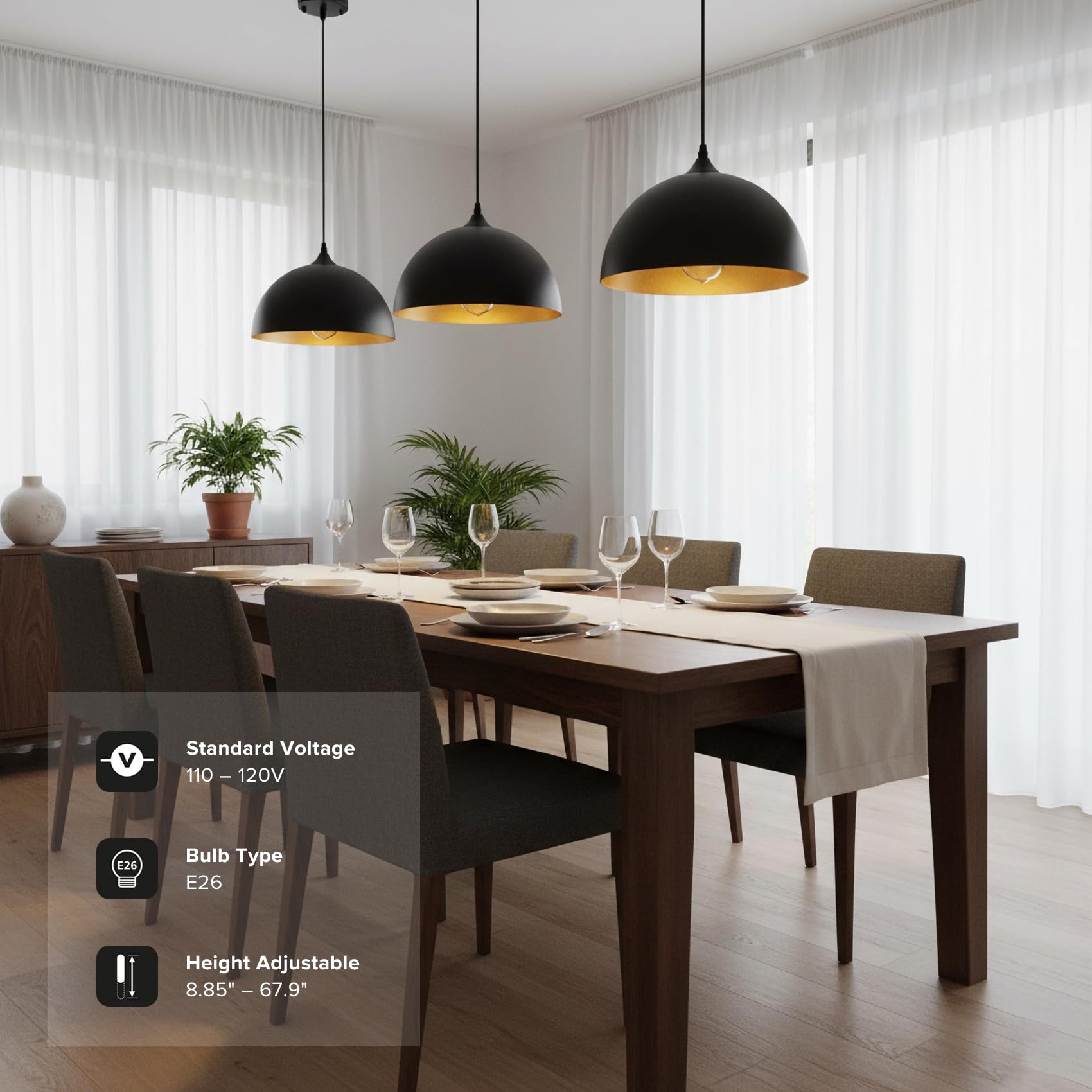 YCZHCC matte black dome with gold interior for elegant illumination