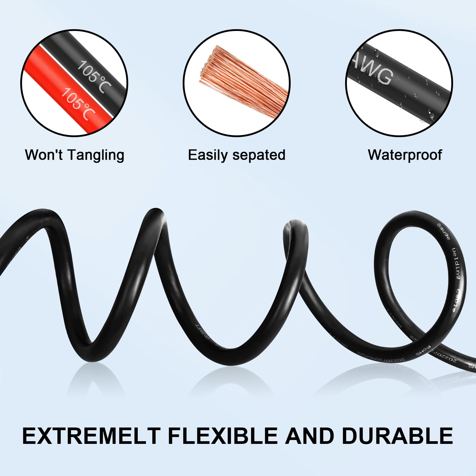 YDDECW 10 AWG PVC insulation close-up highlighting durable heat resistance.