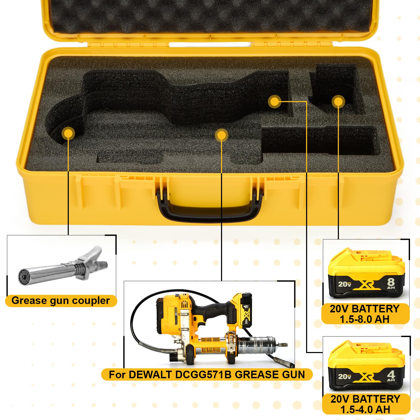 YDEPLVEO case designed for Dewalt DCGG571M1 kit with accessories