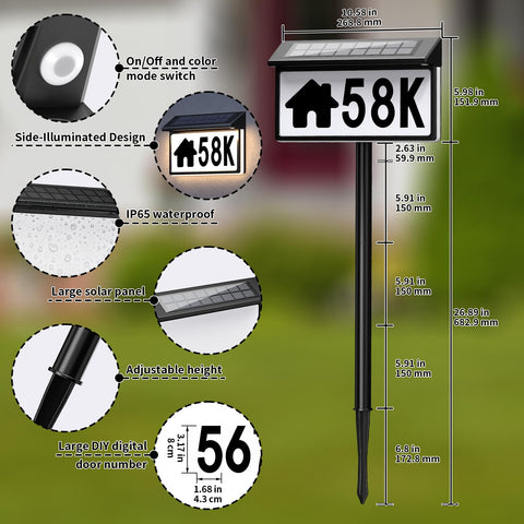 YDHOK solar address sign in ground stake offers flexible placement along pathways