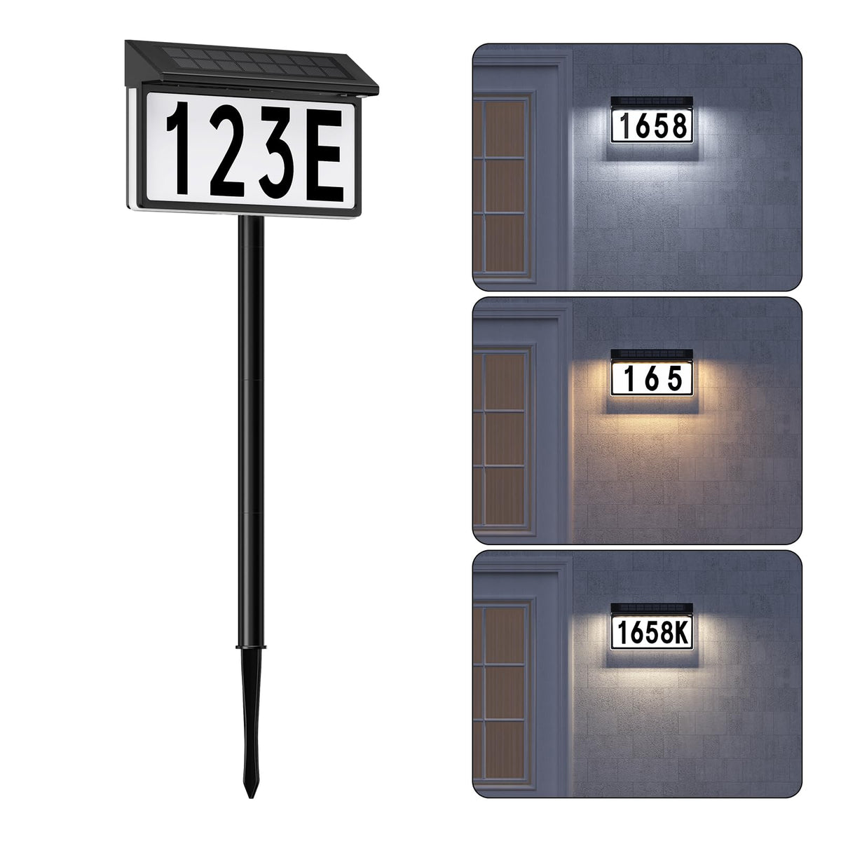 YDHOK solar address sign with outdoor numbers improves daytime visibility for visitors