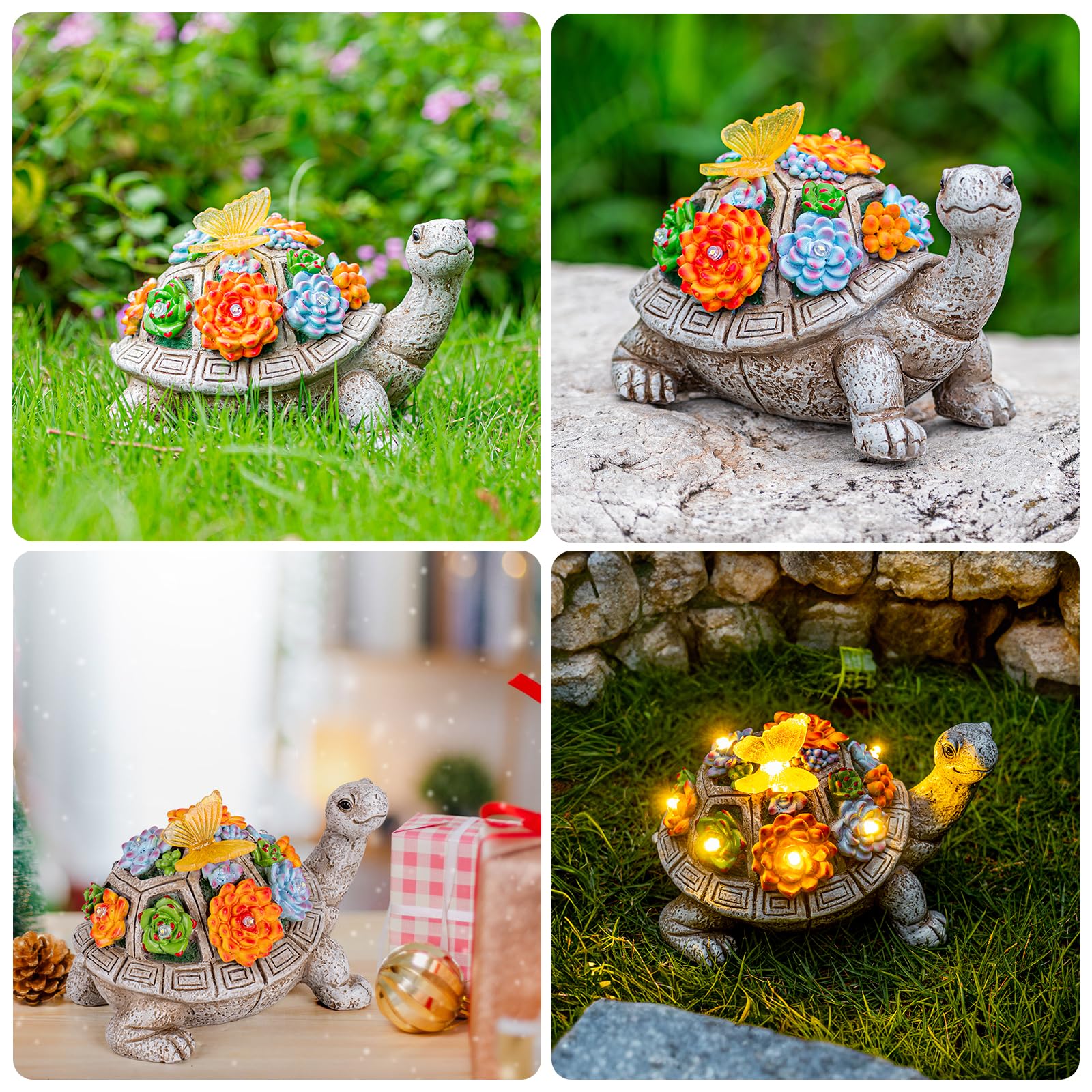 Gift-ready turtle statue featuring 21.5 by 12.5 cm dimensions.
