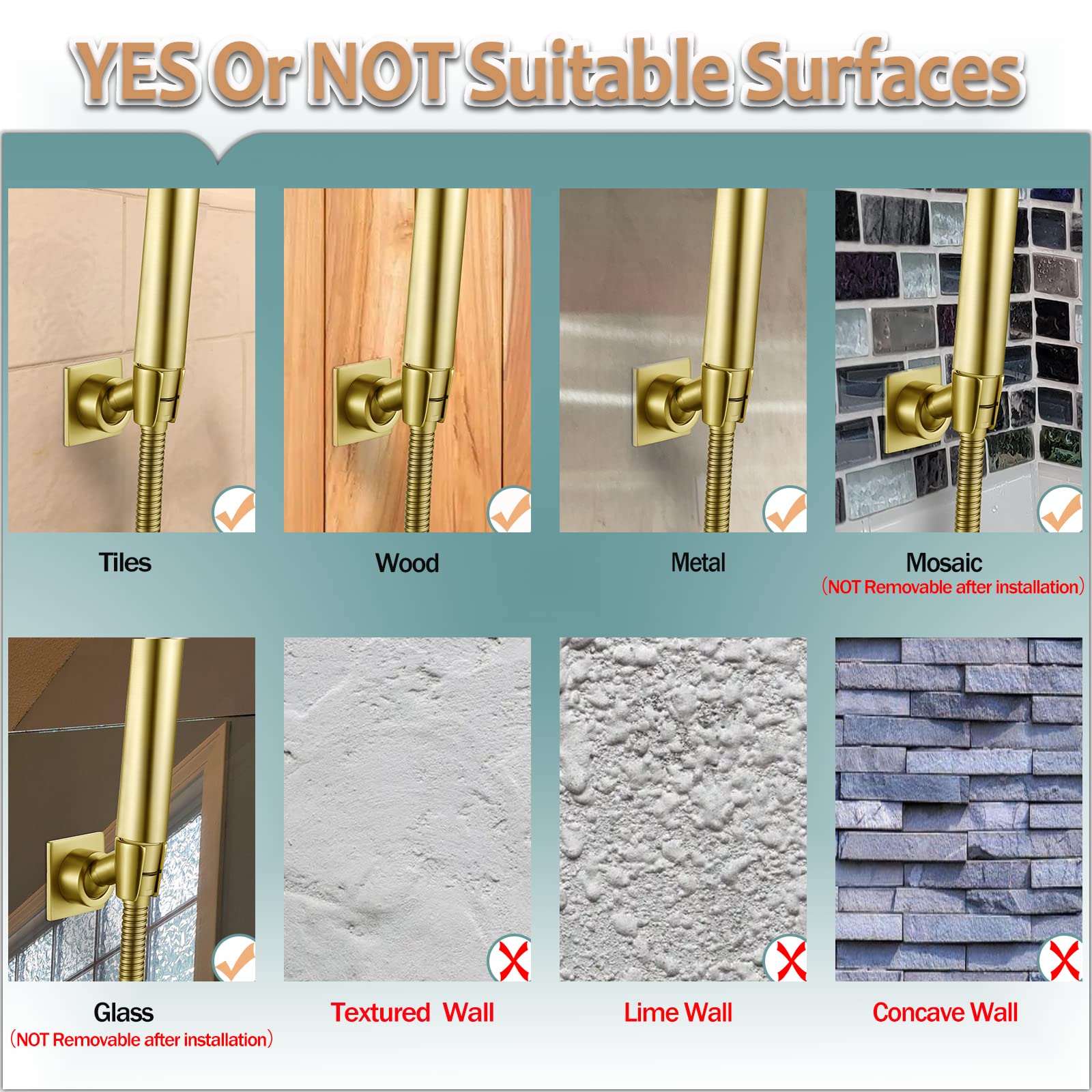 YDmeet adhesive wall mount offers secure bathroom placement