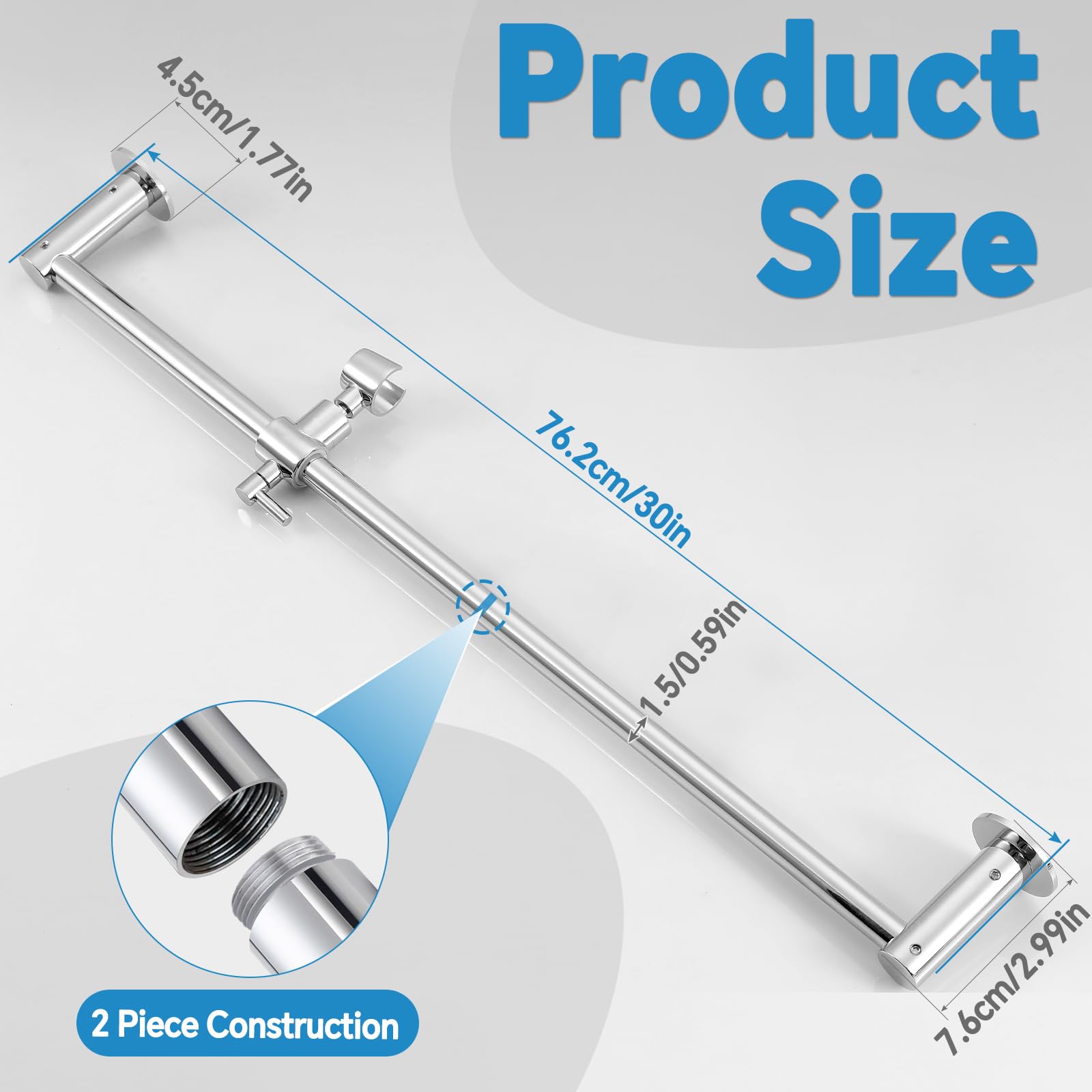 YDmeet adjustable shower head holder with smooth 360-degree rotation for versatile rinsing.