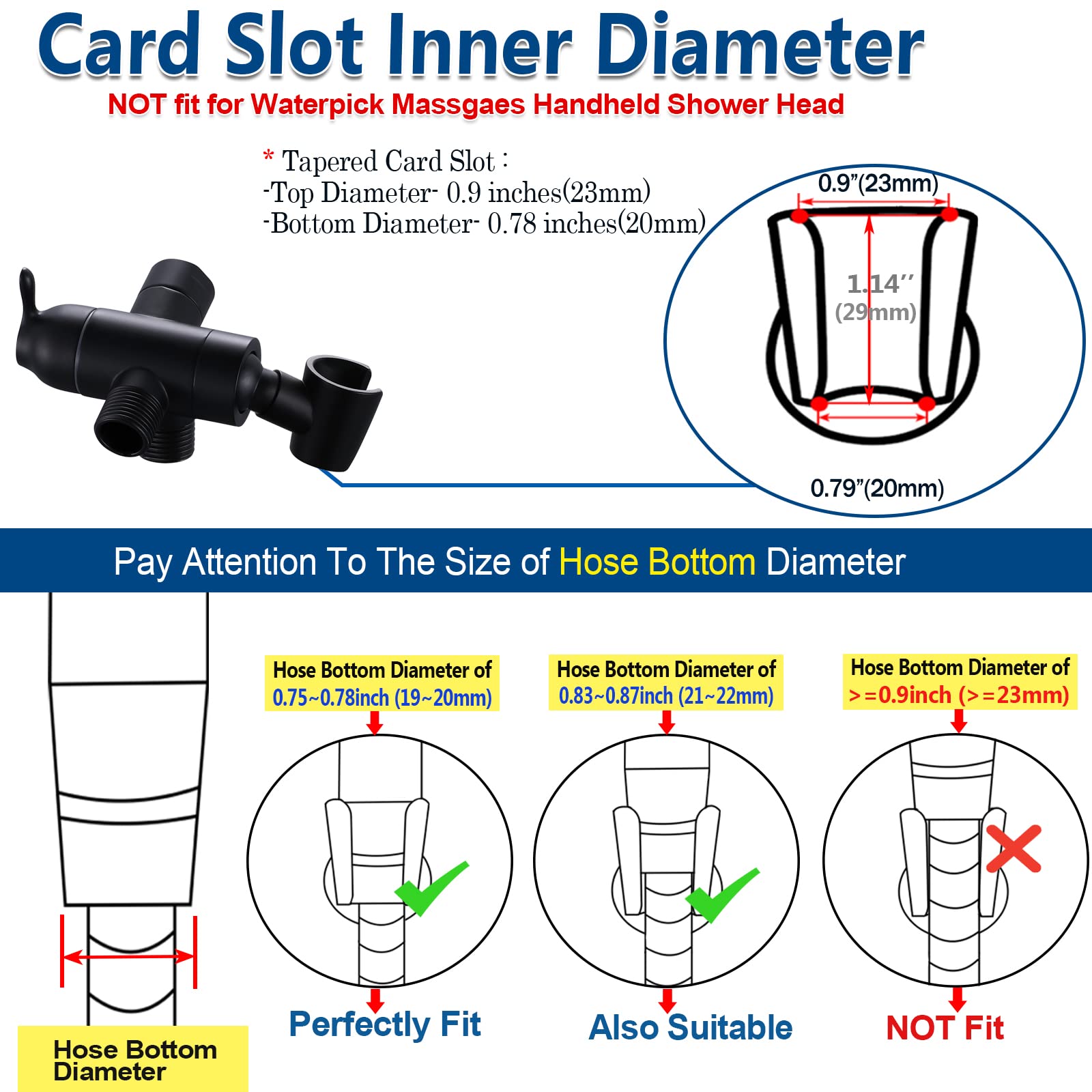 YDmeet universal G1/2 connection fits standard shower arms and heads.