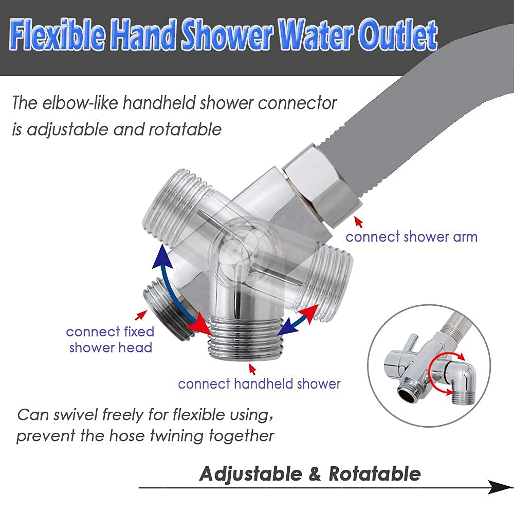 YDmeet handheld shower connector offers smooth angle adjustment for comfortable use.
