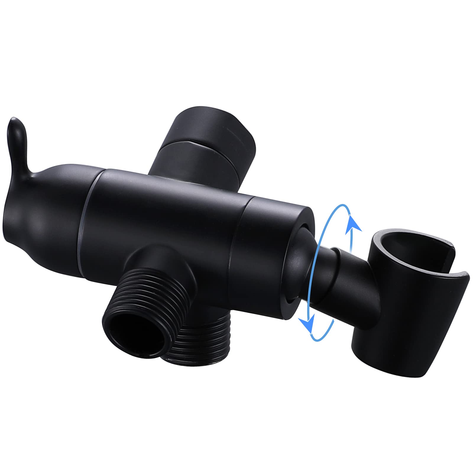 YDmeet matte black shower arm diverter shows durable brass build for reliable flow control.