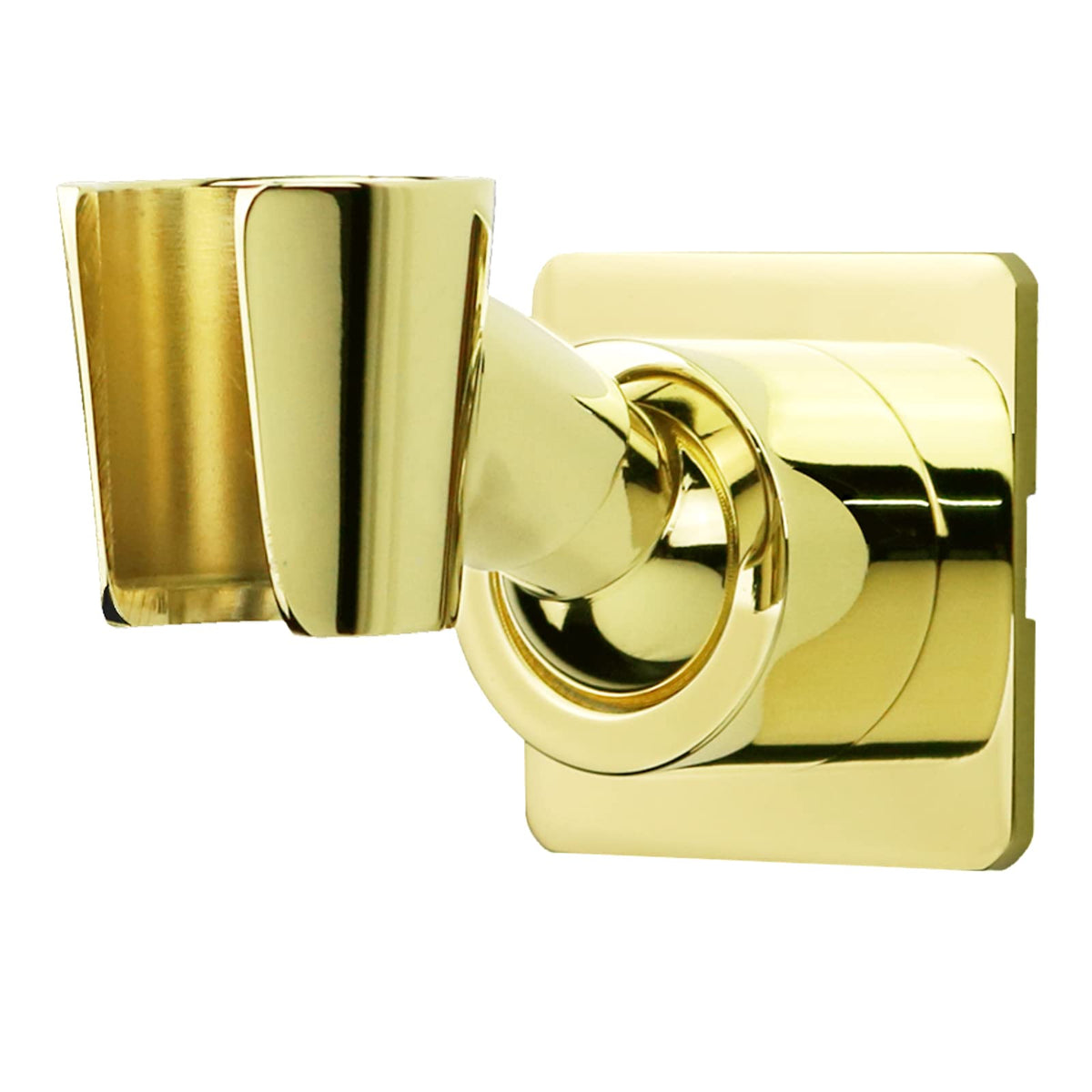YDmeet polished brass shower head holder on wall mount with angled support for handheld showers